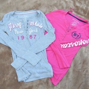 2 Aero Long Sleeve Shirts, EUC